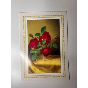 National Osteoporosis Rose With Gold Tone Friendship Message Blank Greeting Card